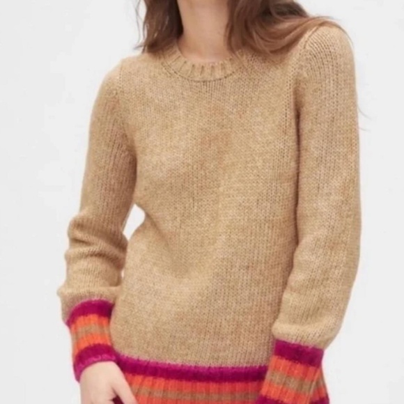 Gap Sweater Women SM Cozy Soft Wool Alpaca Nylon Cotton Camel Pink Pullover NEW - Picture 5 of 9